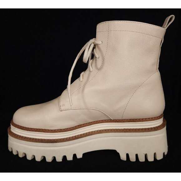Paloma Bercelo Leather Comat Boots Size 37 US 7 Beige $370 - Picture 6 of 12